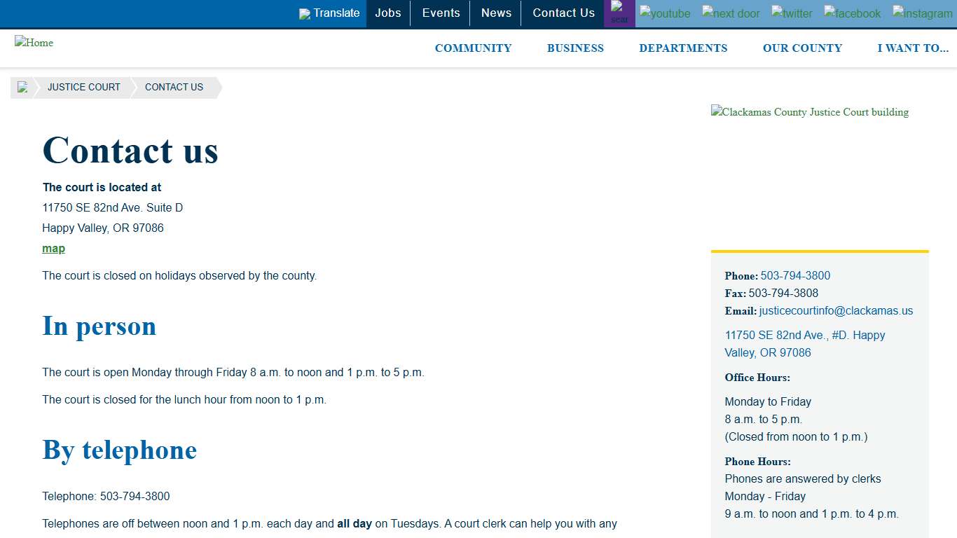 Contact us Clackamas County