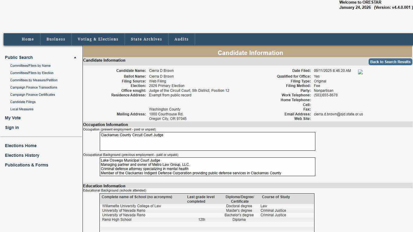 Oregon Secretary Of State