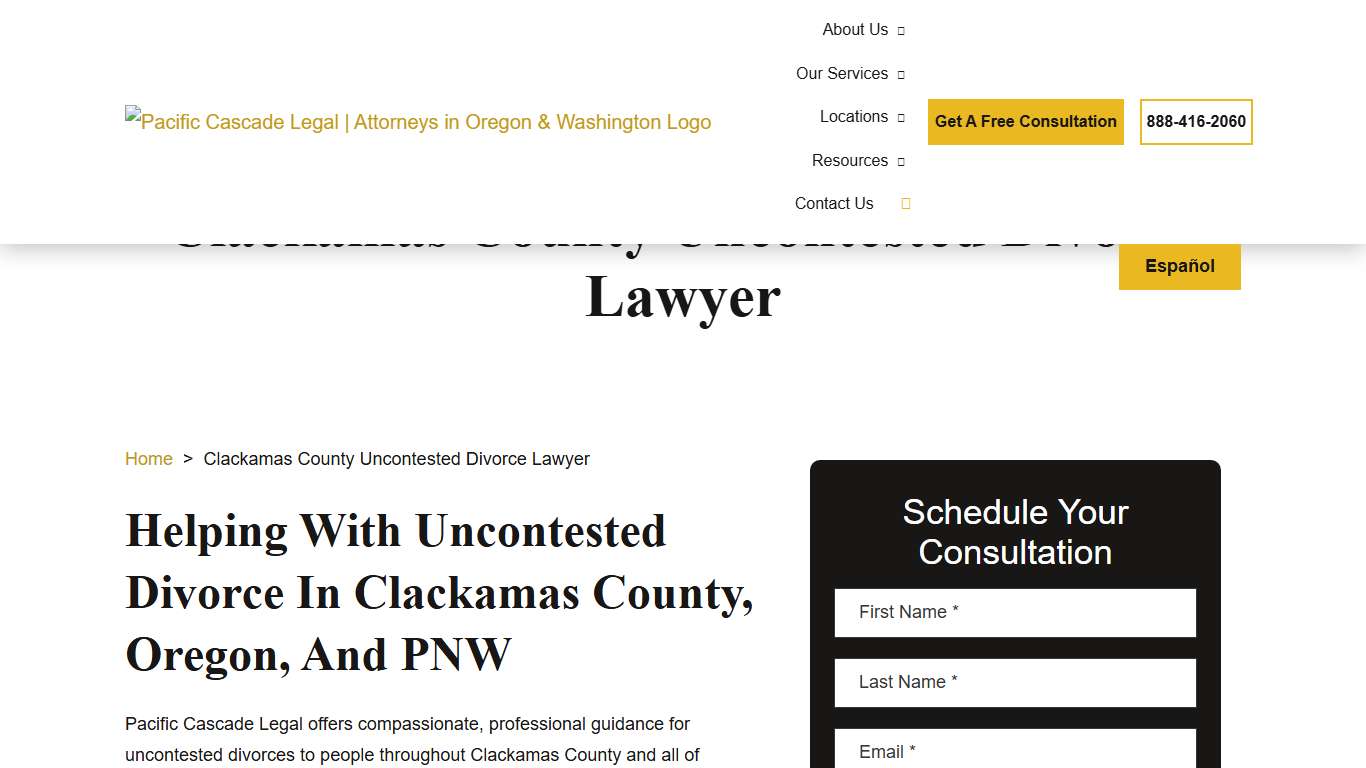 Clackamas County Uncontested Divorce Lawyer - Pacific Cascade Legal Attorneys in Oregon & Washington
